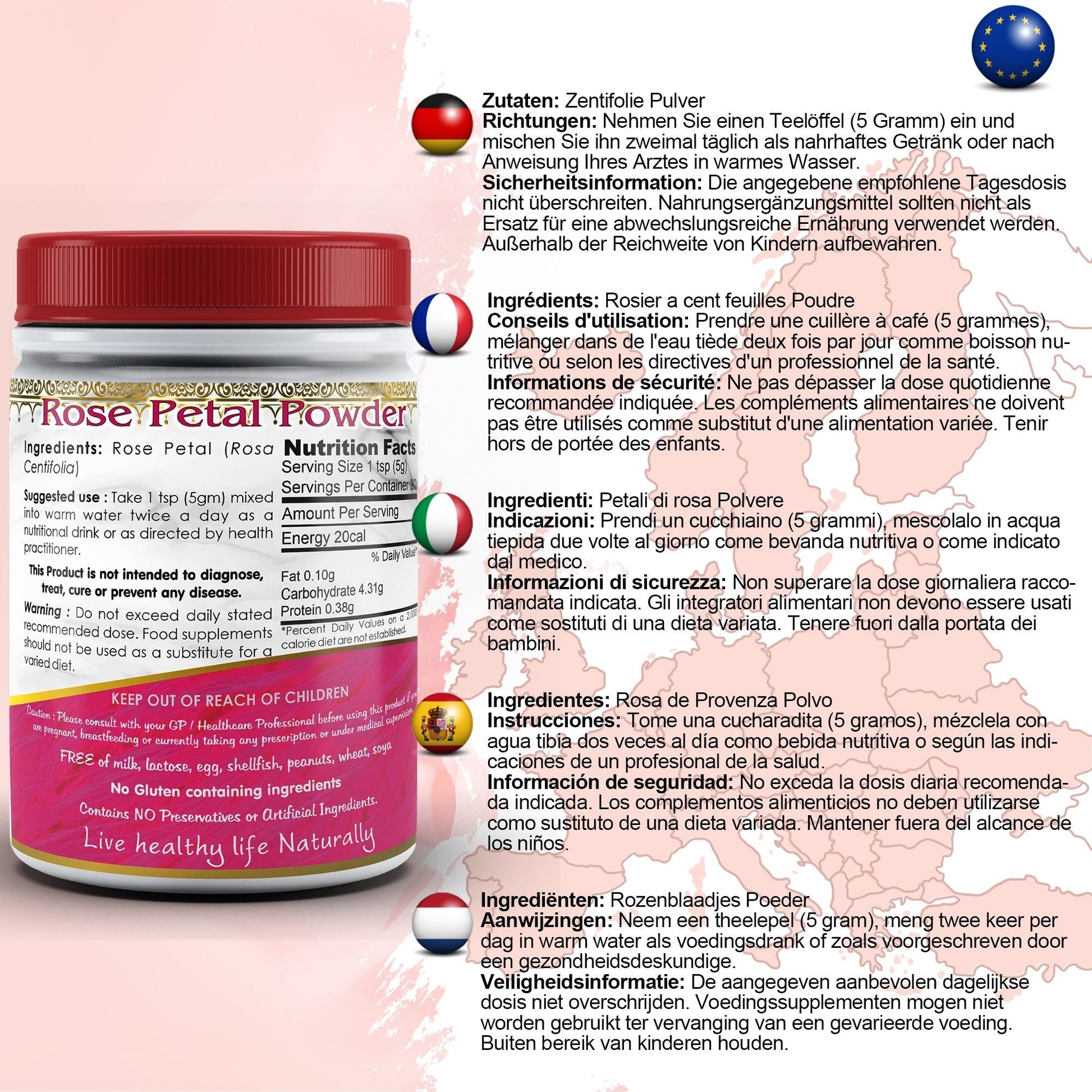 Rose Petals Powder - Herbalshire Handmade Herbal Products