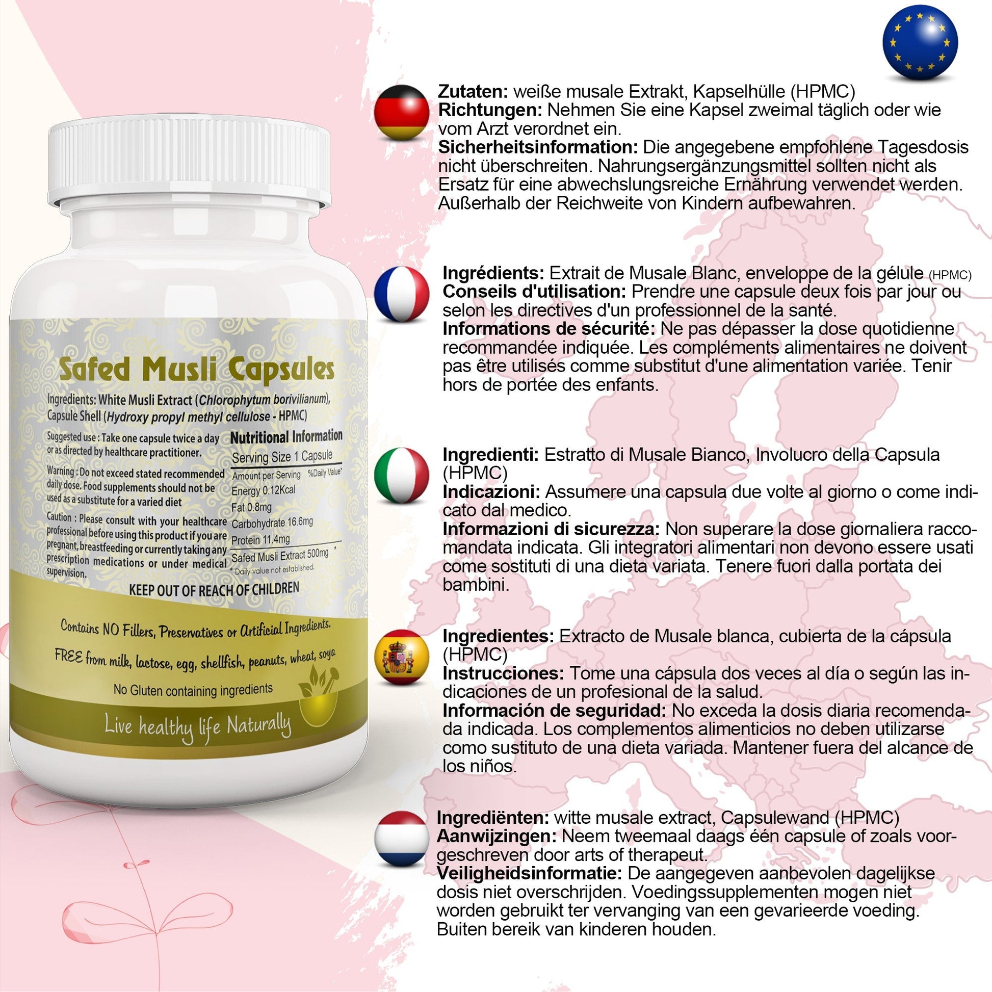 Safed Musli Capsule (Chlorophytum Borivilianum) - Herbalshire Handmade Herbal Products
