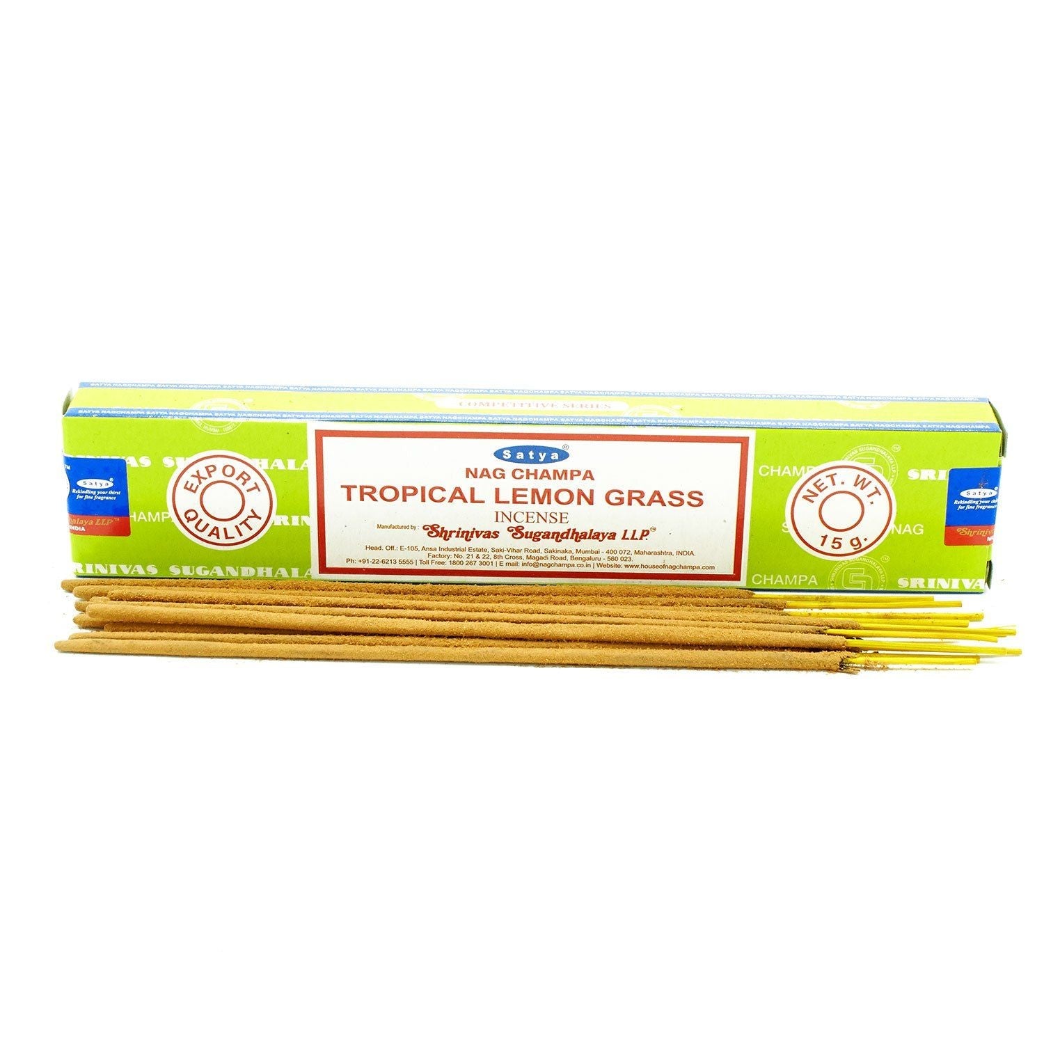 Satya Incense Sticks 15g - Tropical Lemongrass - Herbalshire Handmade Herbal Products