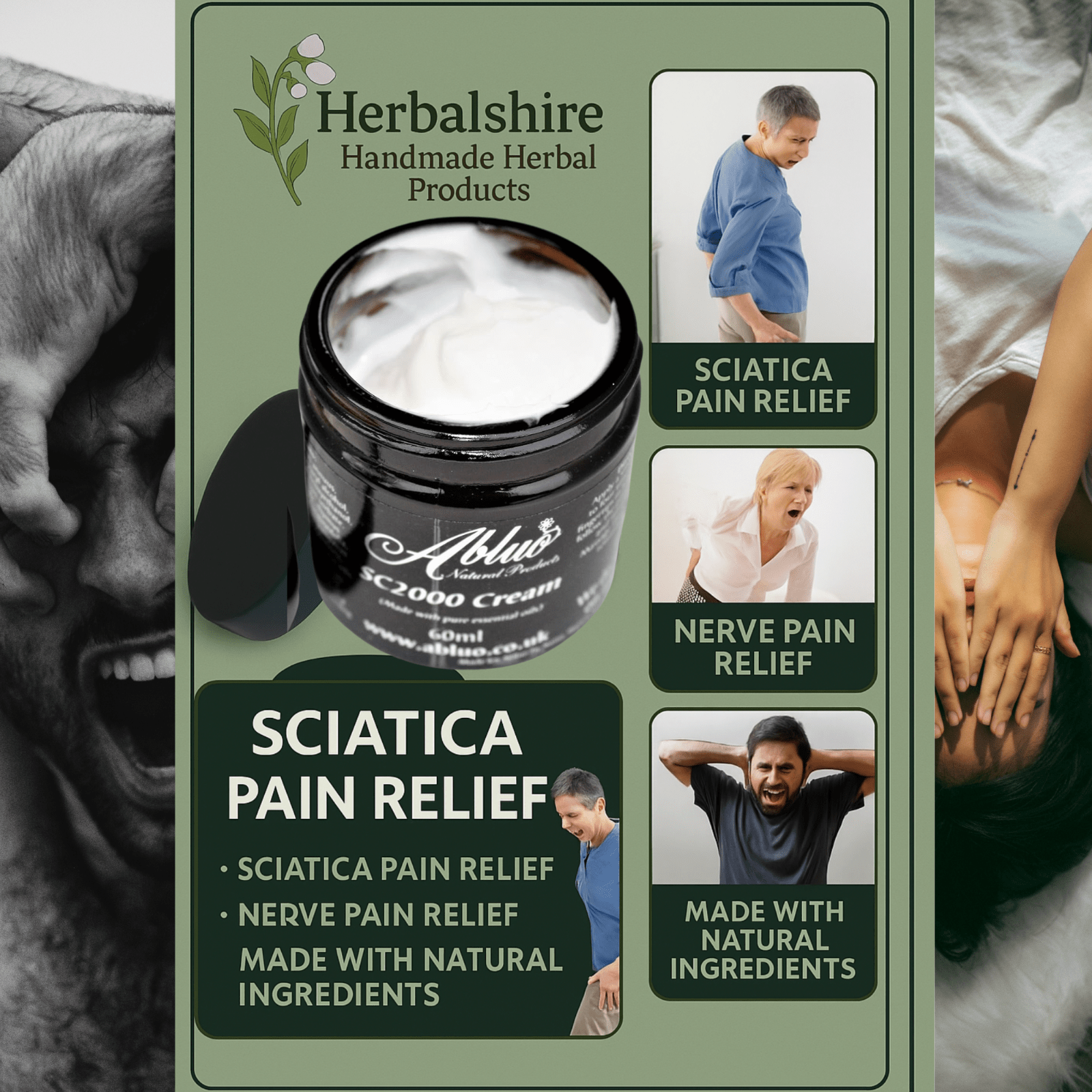 Sciatica Cream – Nerve Pain Relief Balm – Herbal Back & Leg Pain Treatment UK - Herbalshire Handmade Herbal Products