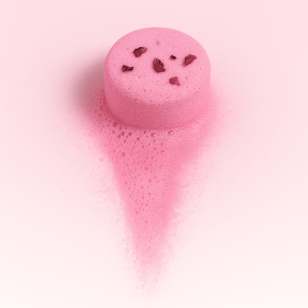 Self - love Aromatherapy Shower Steamer Sample - Rose Geranium, Black Pepper, Bergamot, Grapefruit and Rose Petals - Herbalshire Handmade Herbal Products