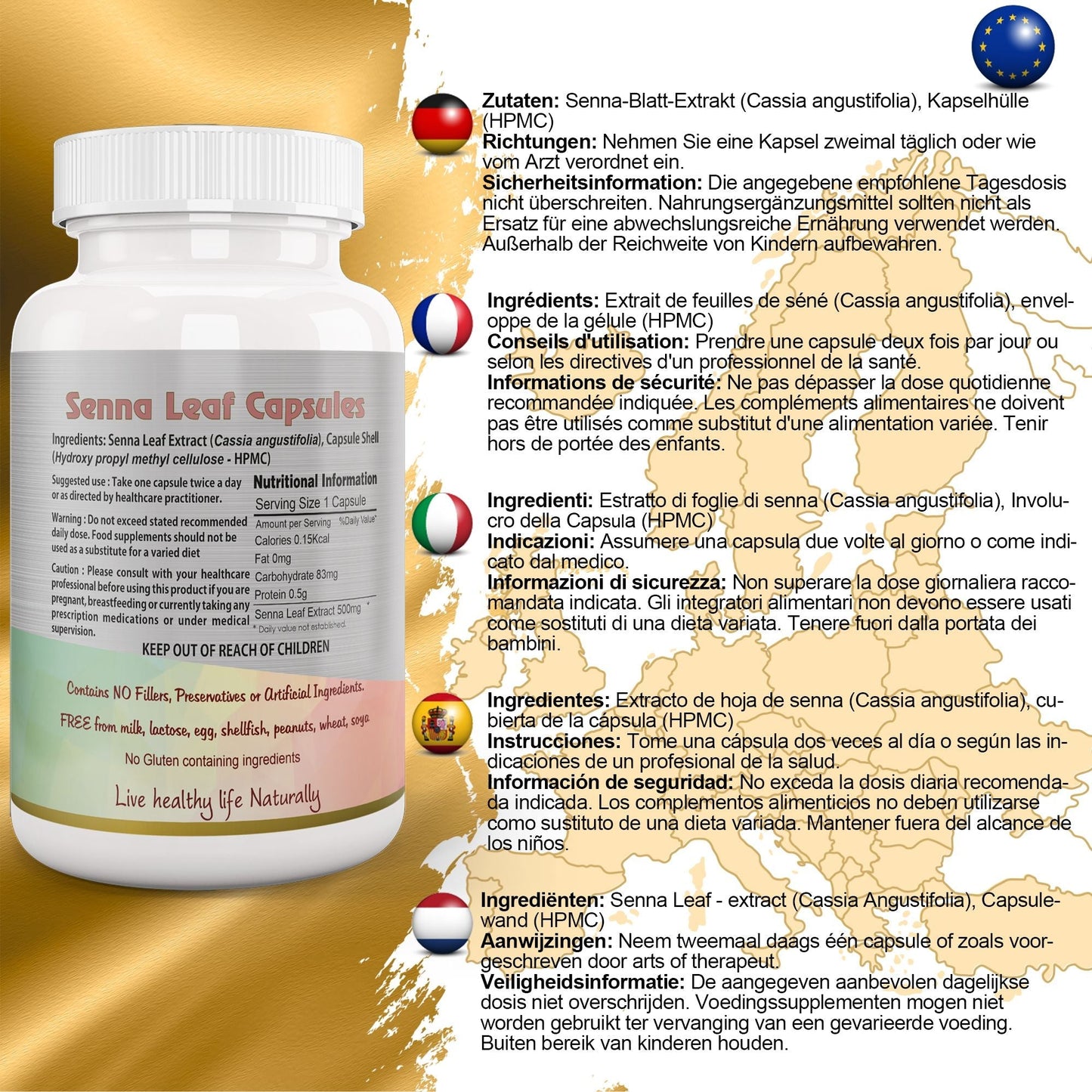 Senna Leaf Capsule (Cassia angustifolia) - Herbalshire Handmade Herbal Products