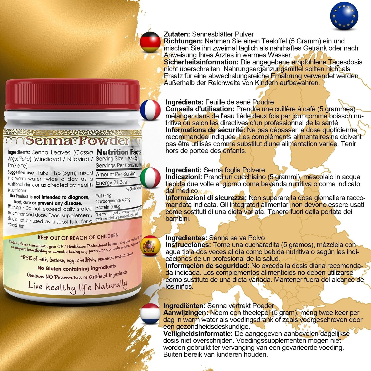 Senna Leaves Powder (Mindiaval) - Herbalshire Handmade Herbal Products