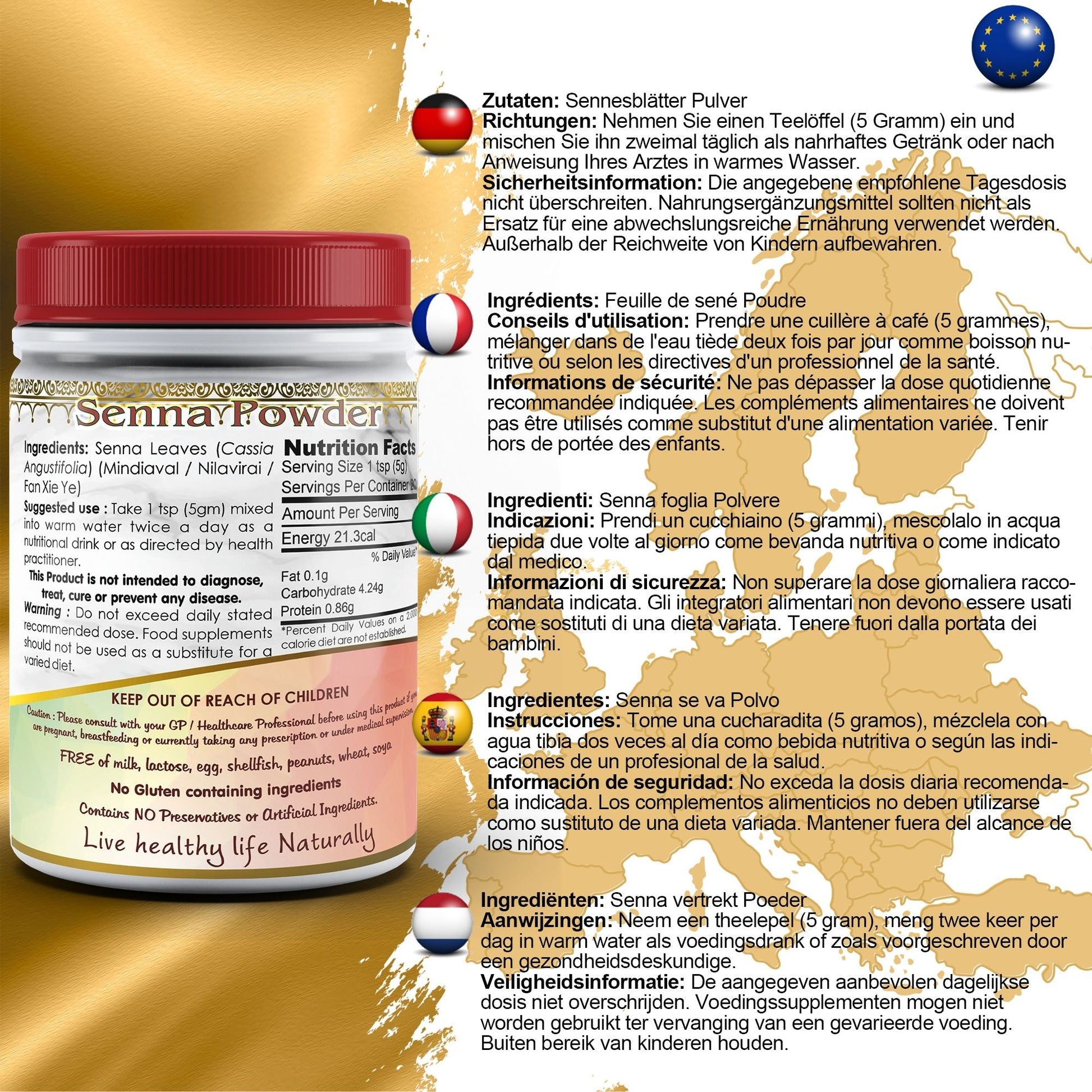 Senna Leaves Powder (Mindiaval) - Herbalshire Handmade Herbal Products