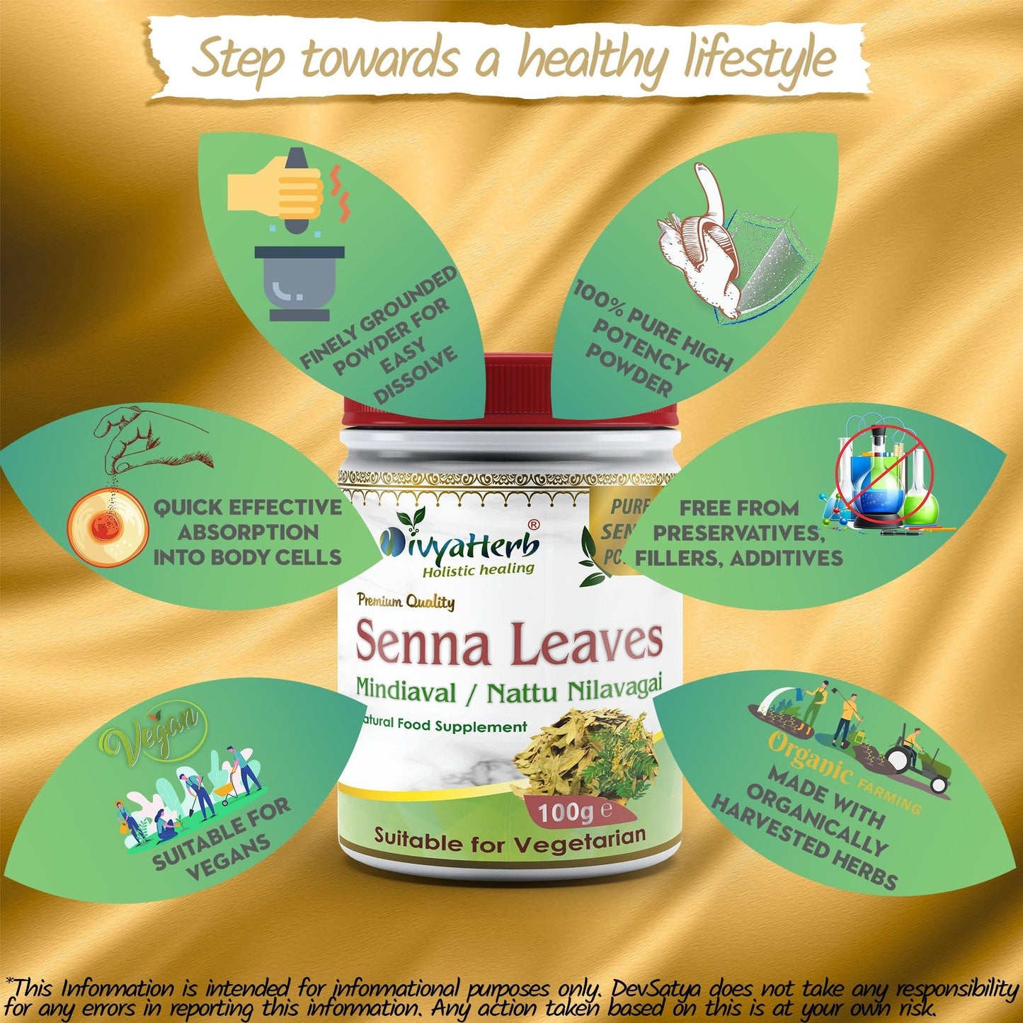 Senna Leaves Powder (Mindiaval) - Herbalshire Handmade Herbal Products