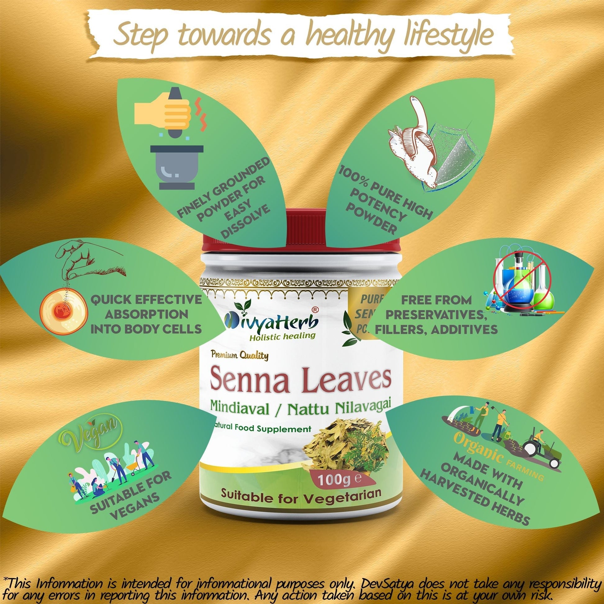 Senna Leaves Powder (Mindiaval) - Herbalshire Handmade Herbal Products