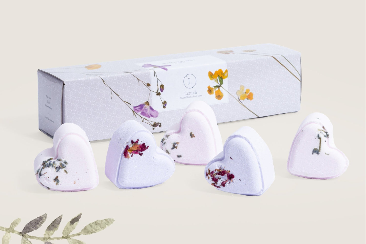 Set of 5 Heart Shaped Shower Steamers Package - in a Gift Box - Can be personalized - Herbalshire Handmade Herbal Products