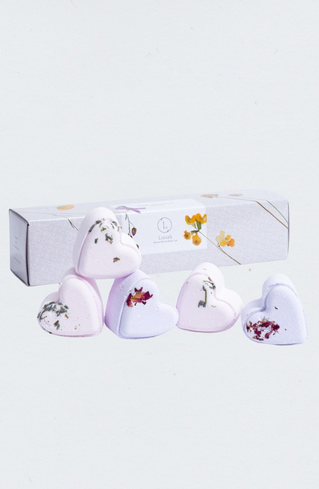 Set of 5 Heart Shaped Shower Steamers Package - in a Gift Box - Can be personalized - Herbalshire Handmade Herbal Products