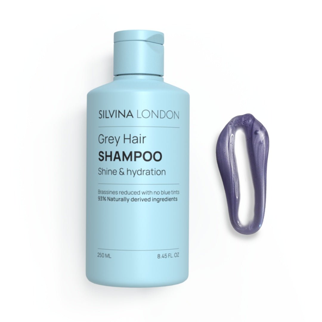 Silvina London Grey Hair Shampoo – Blue Magnolia Pigments, Natural Shine Booster (250ml) - Herbalshire Handmade Herbal Products