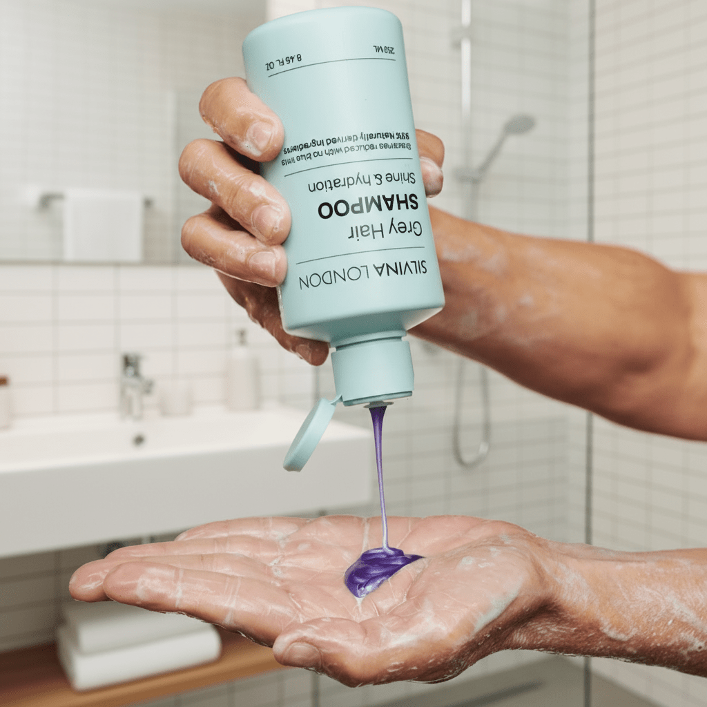 Silvina London Grey Hair Shampoo – Blue Magnolia Pigments, Natural Shine Booster (250ml) - Herbalshire Handmade Herbal Products