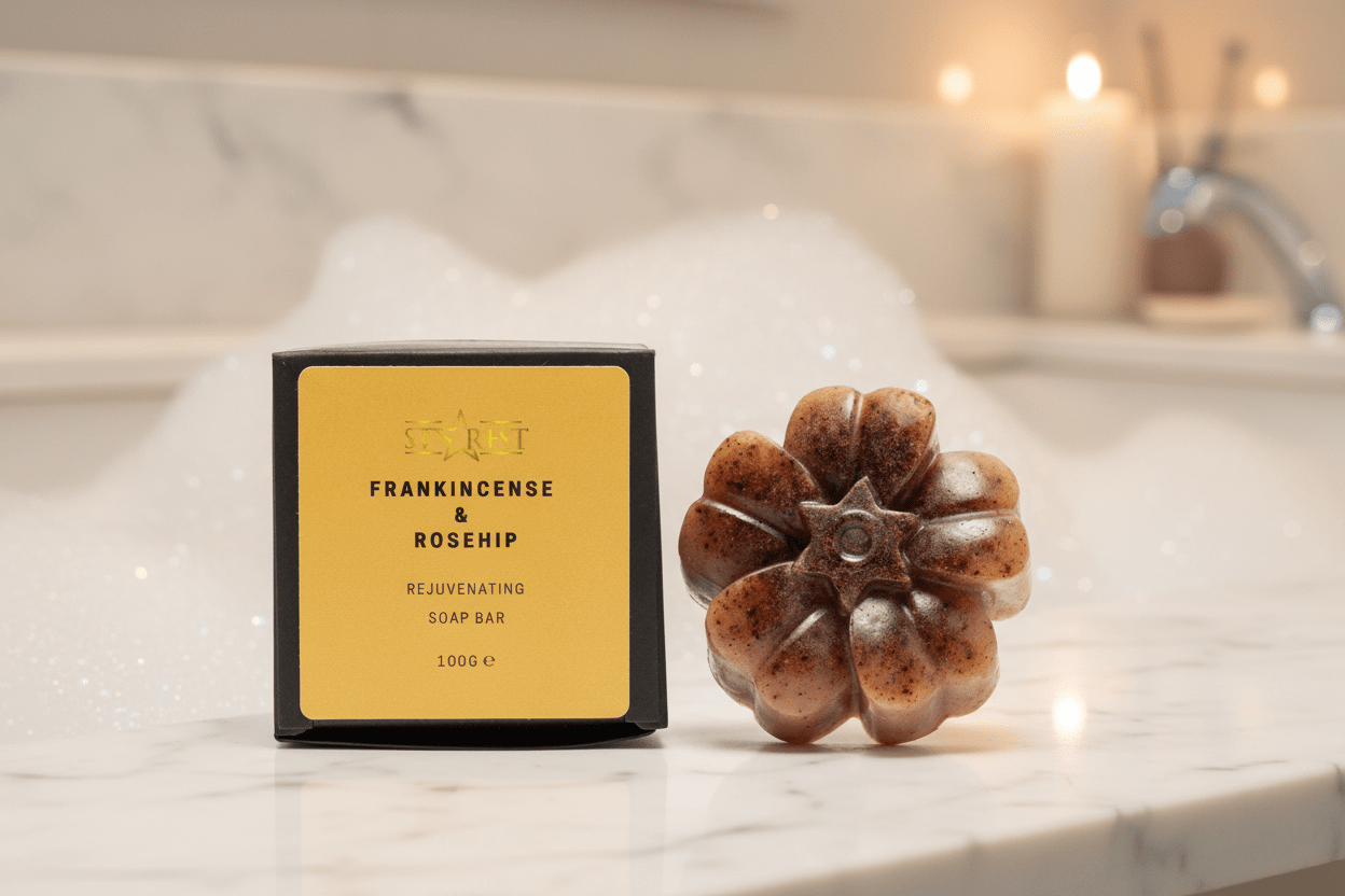 STAREST Frankincense & Rosehip Rejuvenating Soap Bar | Organic & Anti - Aging - Herbalshire Handmade Herbal Products