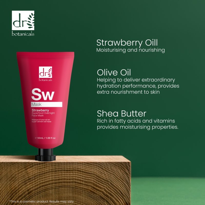 Strawberry Overnight Face Mask 50ml - Herbalshire Handmade Herbal Products