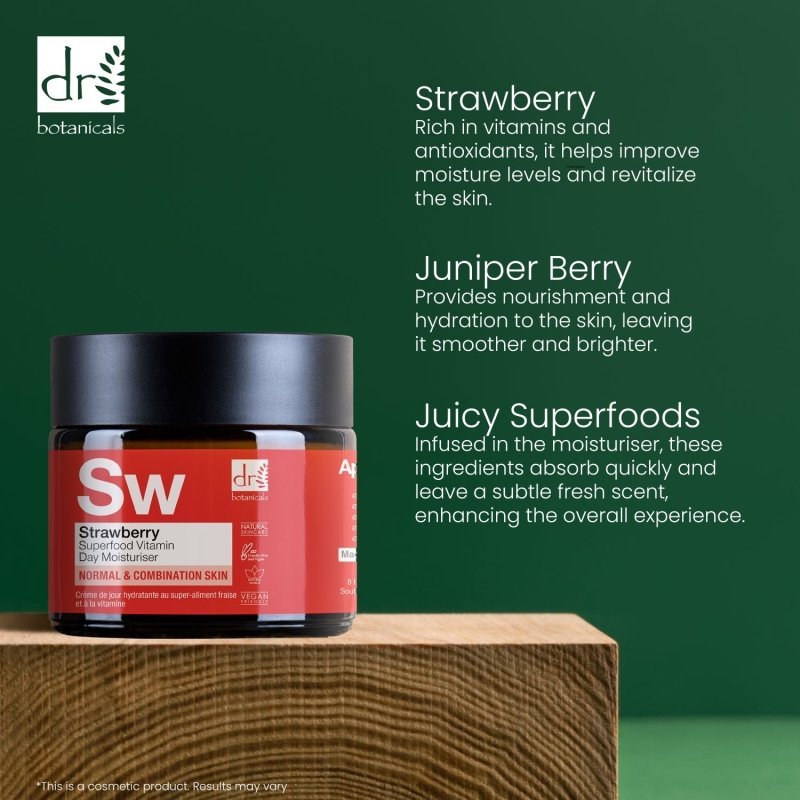 Strawberry Superfood Vitamin C Day Moisturiser 60ml - Herbalshire Handmade Herbal Products