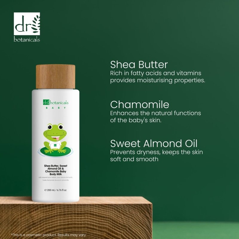 Sweet Almond Oil & Chamomile Baby Body Milk 200ml - Herbalshire Handmade Herbal Products