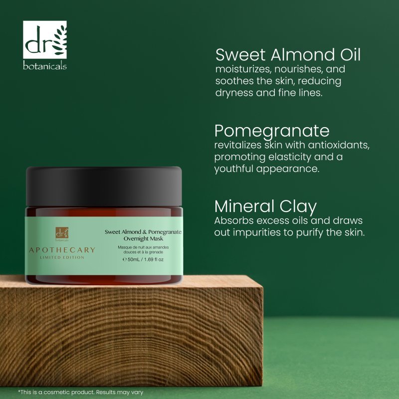 Sweet Almond & Pomegranate Overnight Mask 50ml - Herbalshire Handmade Herbal Products