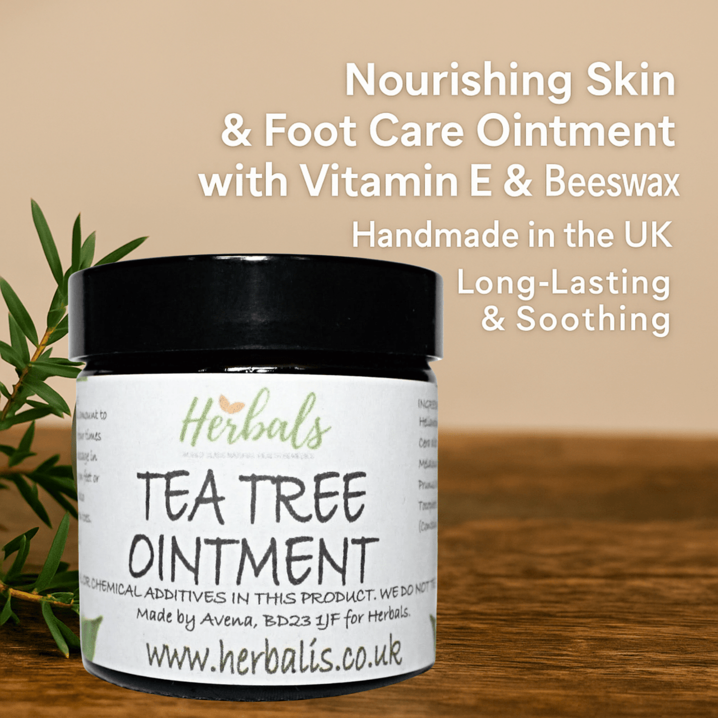 Tea Tree Cream for Acne Face & Skin Natural Antiseptic Balm 60ml 200ml UK Made - Herbalshire Handmade Herbal Products