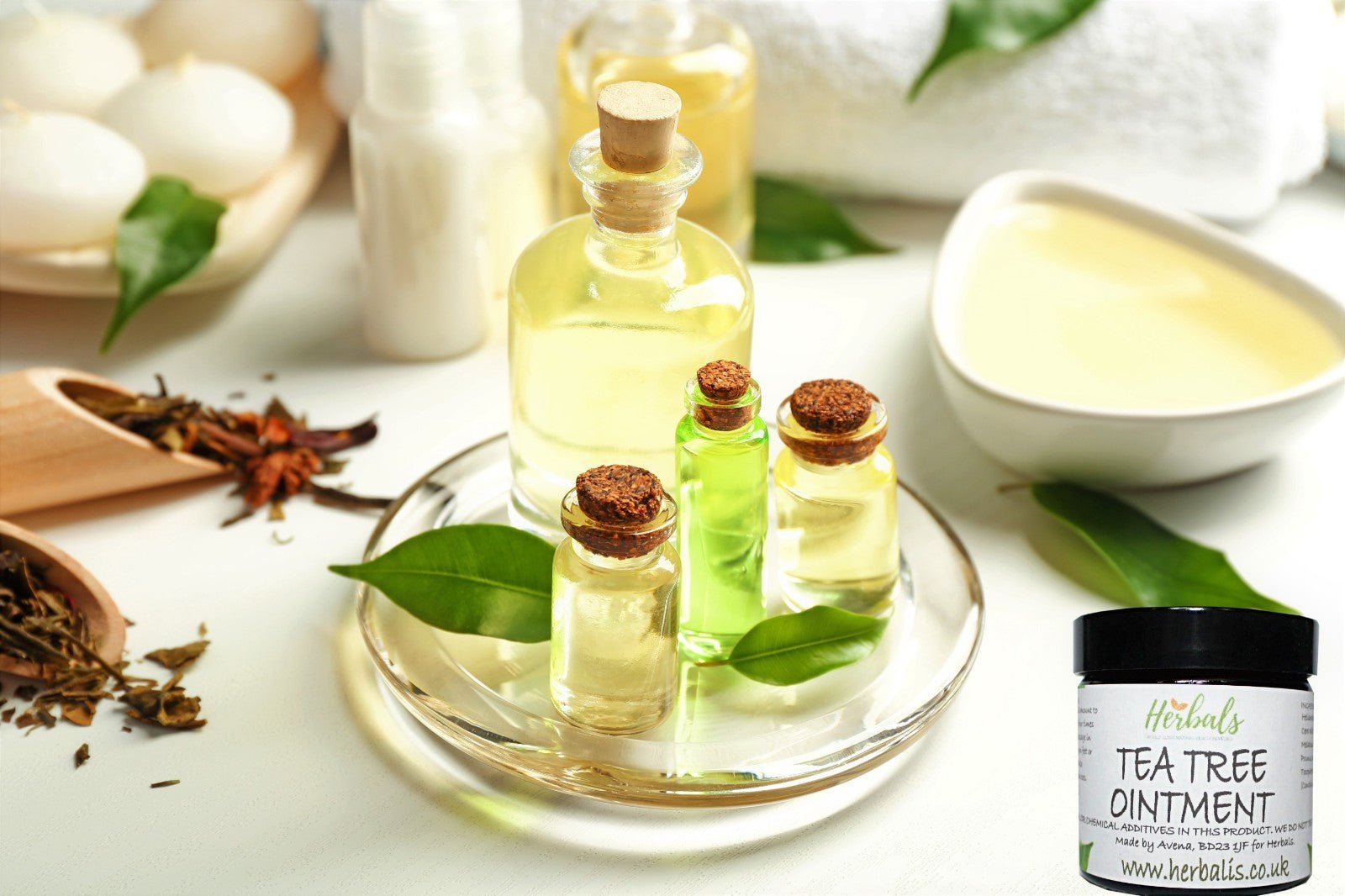 Tea Tree Cream for Acne Face & Skin Natural Antiseptic Balm 60ml 200ml UK Made - Herbalshire Handmade Herbal Products