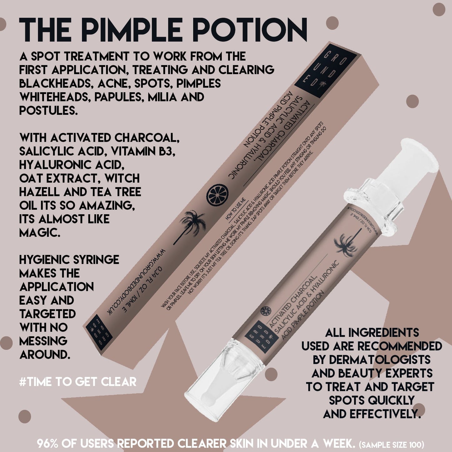 The Pimple Potion With Activated Charcoal, Salicylic Acid and Hyaluronic Acid - For a spot free complextion - Herbalshire Handmade Herbal Products