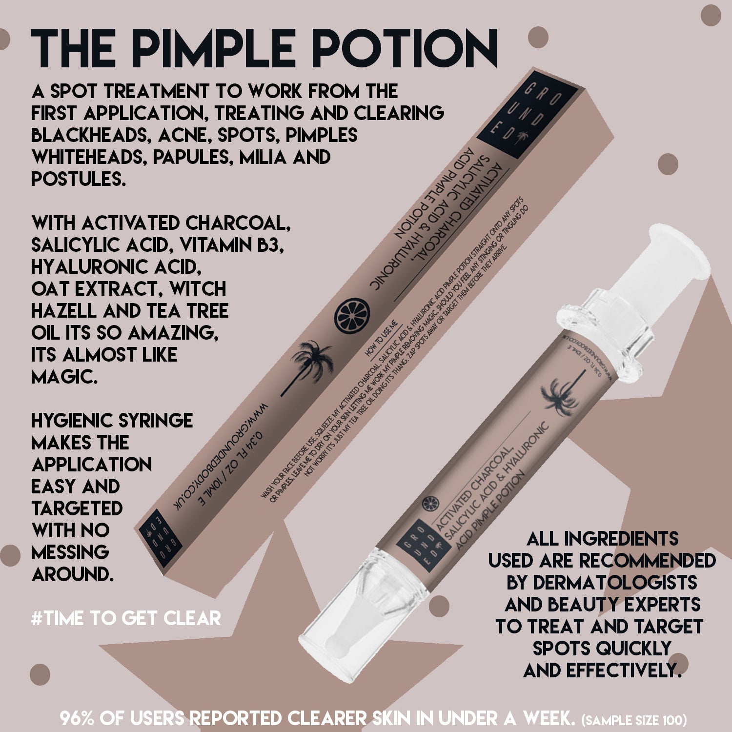 The Pimple Potion With Activated Charcoal, Salicylic Acid and Hyaluronic Acid - For a spot free complextion - Herbalshire Handmade Herbal Products