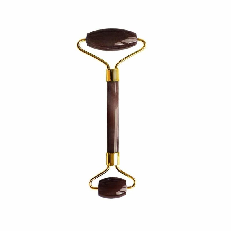 Tiger Eye Harmony and Balancing Facial Roller (Gold Metal Handle) - Herbalshire Handmade Herbal Products
