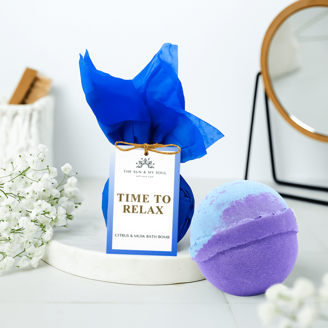 Time to Relax - Uplifting Citrus, Musk Bath Bomb Fizzer - Herbalshire Handmade Herbal Products