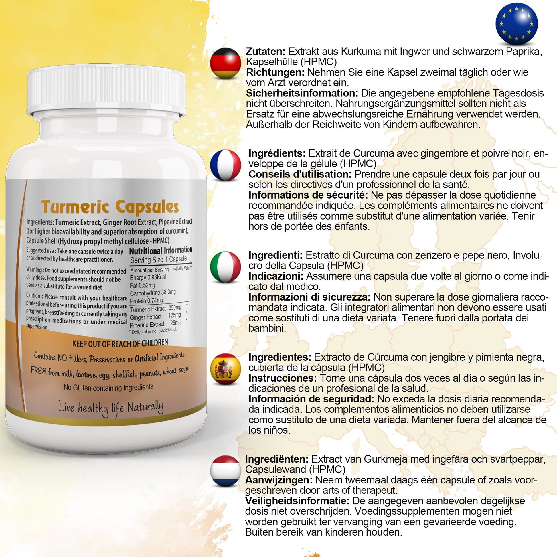 Turmeric with Ginger and Black pepper Capsule - Herbalshire Handmade Herbal Products