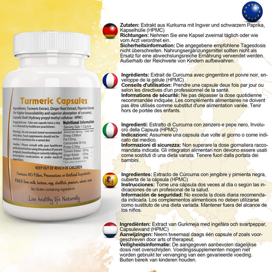 Turmeric with Ginger and Black pepper Capsule - Herbalshire Handmade Herbal Products