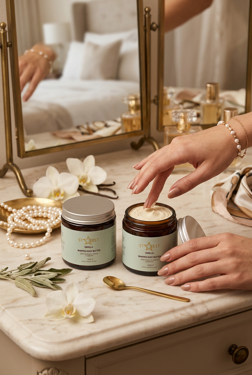 Natural Vanilla Whipped Body Butter | Hydrating Shea & Rosehip Moisturizer
