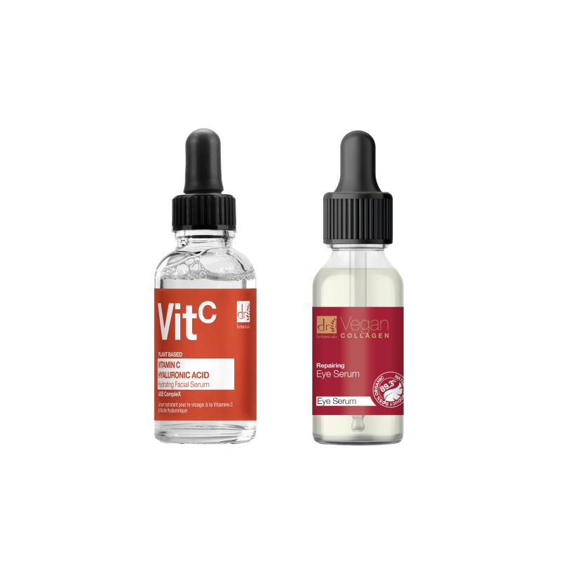 Vitamin C & Hyaluronic Acid Anti - ageing Facial Serum 30ml + Vegan Collagen Repairing Eye Serum. - Herbalshire Handmade Herbal Products