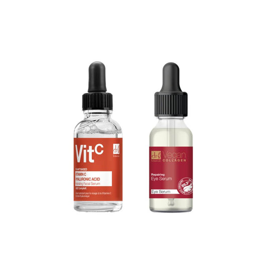 Vitamin C & Hyaluronic Acid Anti - ageing Facial Serum 30ml + Vegan Collagen Repairing Eye Serum. - Herbalshire Handmade Herbal Products