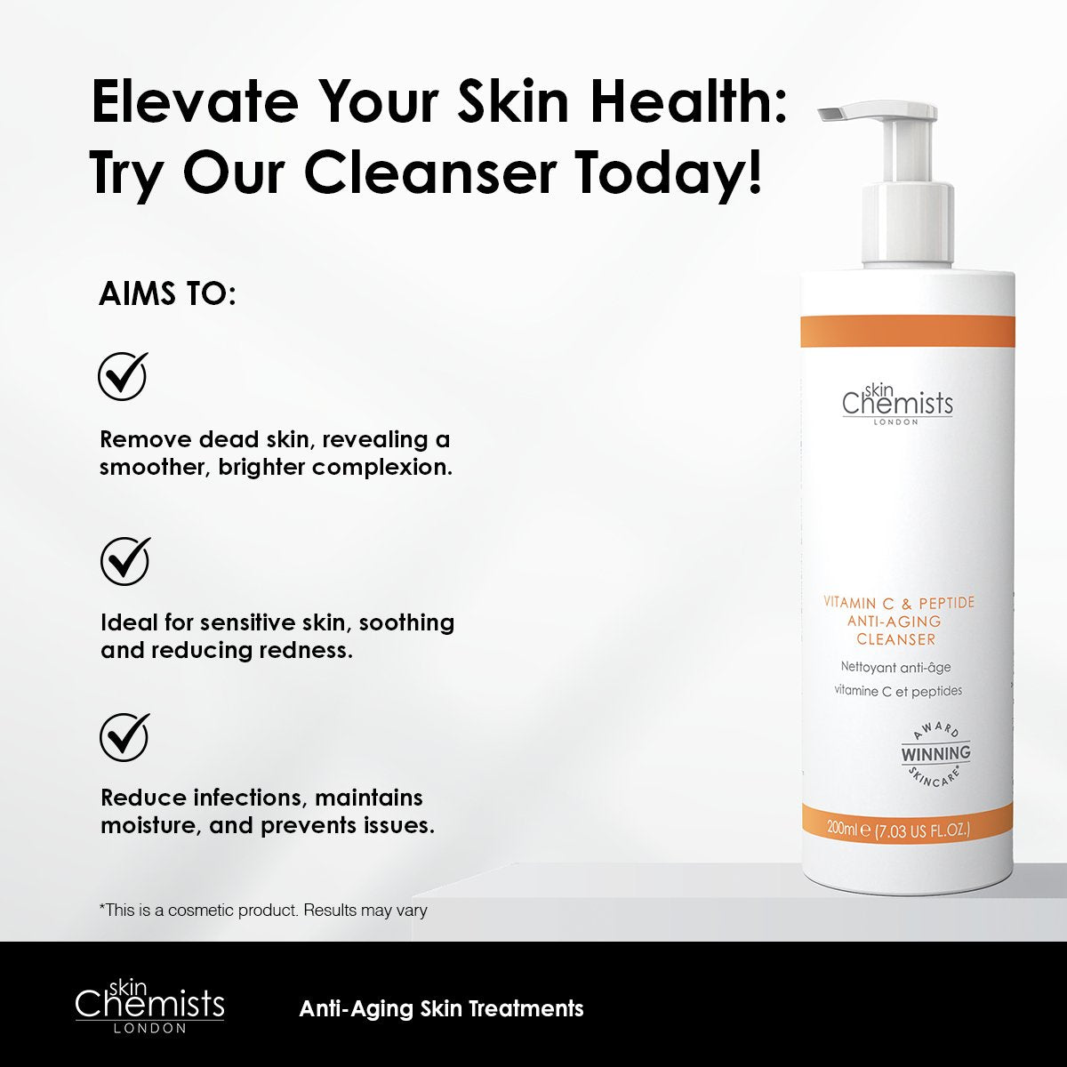 Vitamin C & Peptide Cleanser 200ml - Herbalshire Handmade Herbal Products