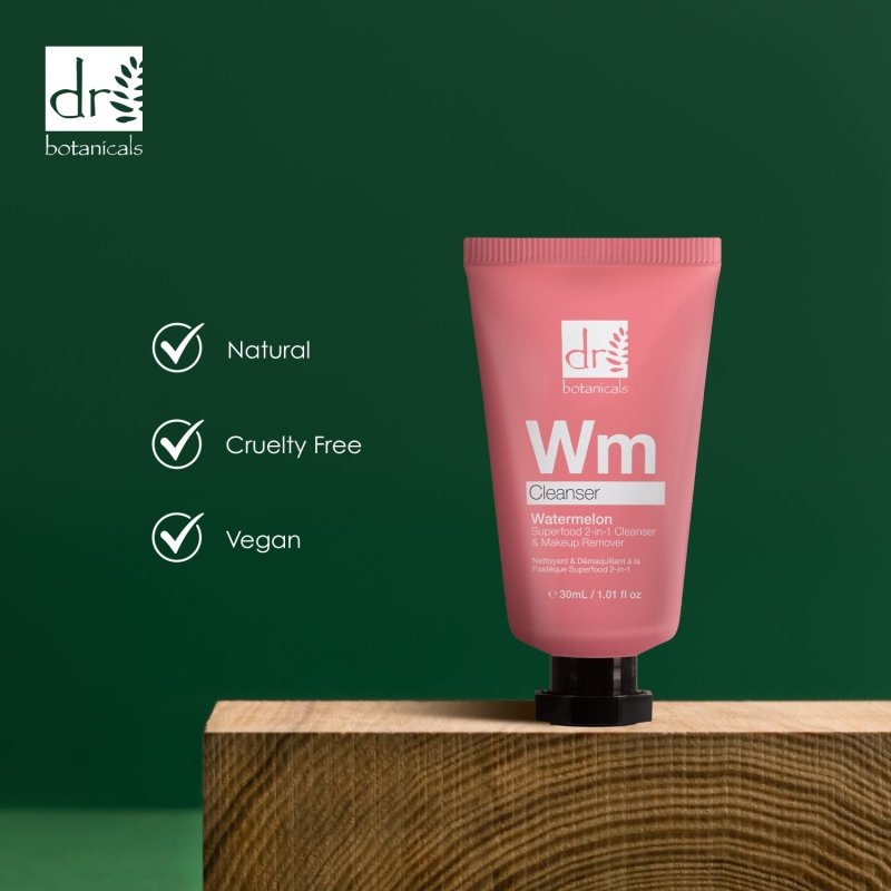 Watermelon Superfood 2 - In - 1 Cleanser & Makeup Remover 30ml - Herbalshire Handmade Herbal Products