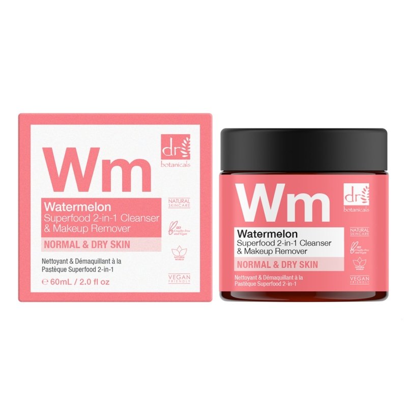 Watermelon Superfood 2 - In - 1 Cleanser & Makeup Remover 60ml - Herbalshire Handmade Herbal Products