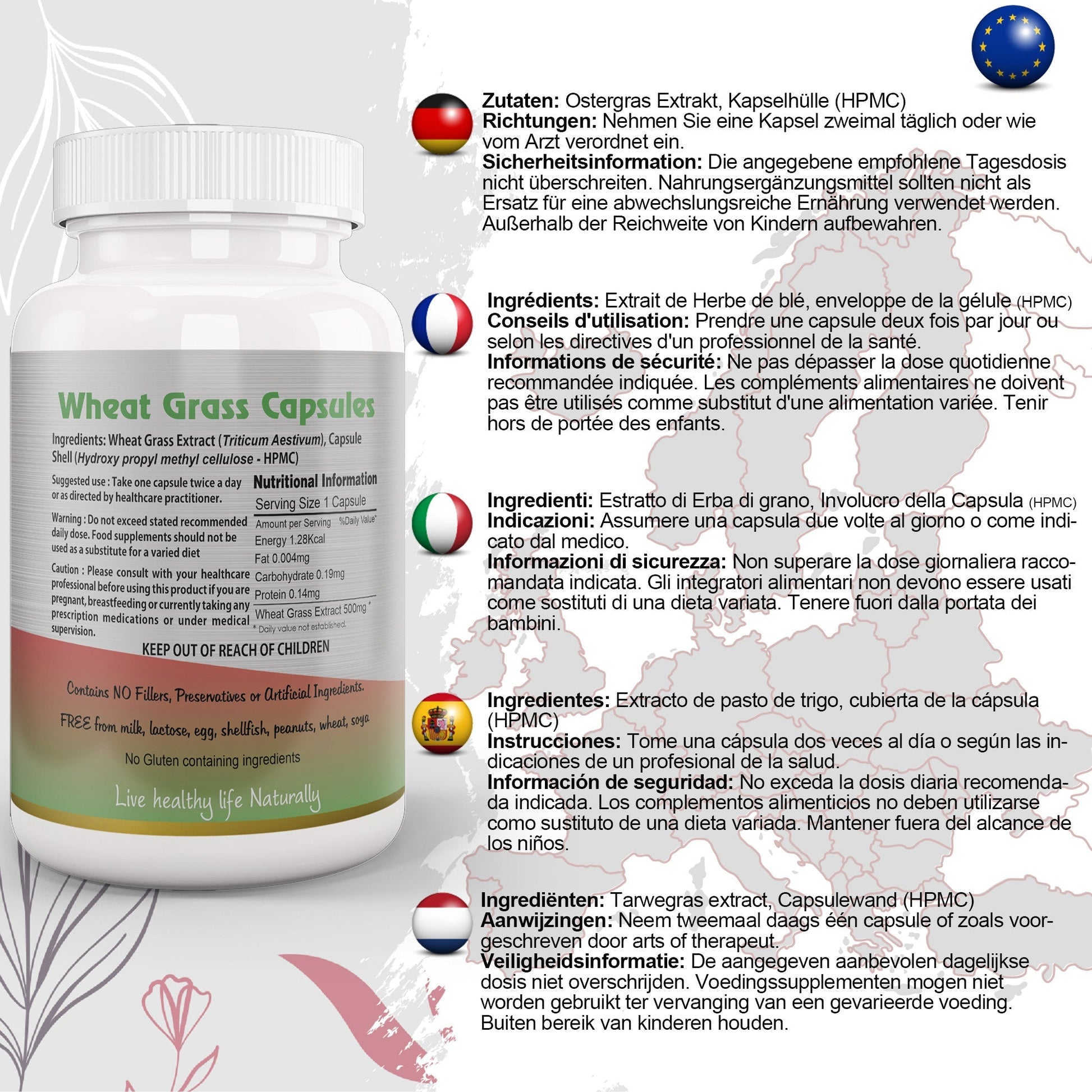 Wheat Grass Capsule - Herbalshire Handmade Herbal Products