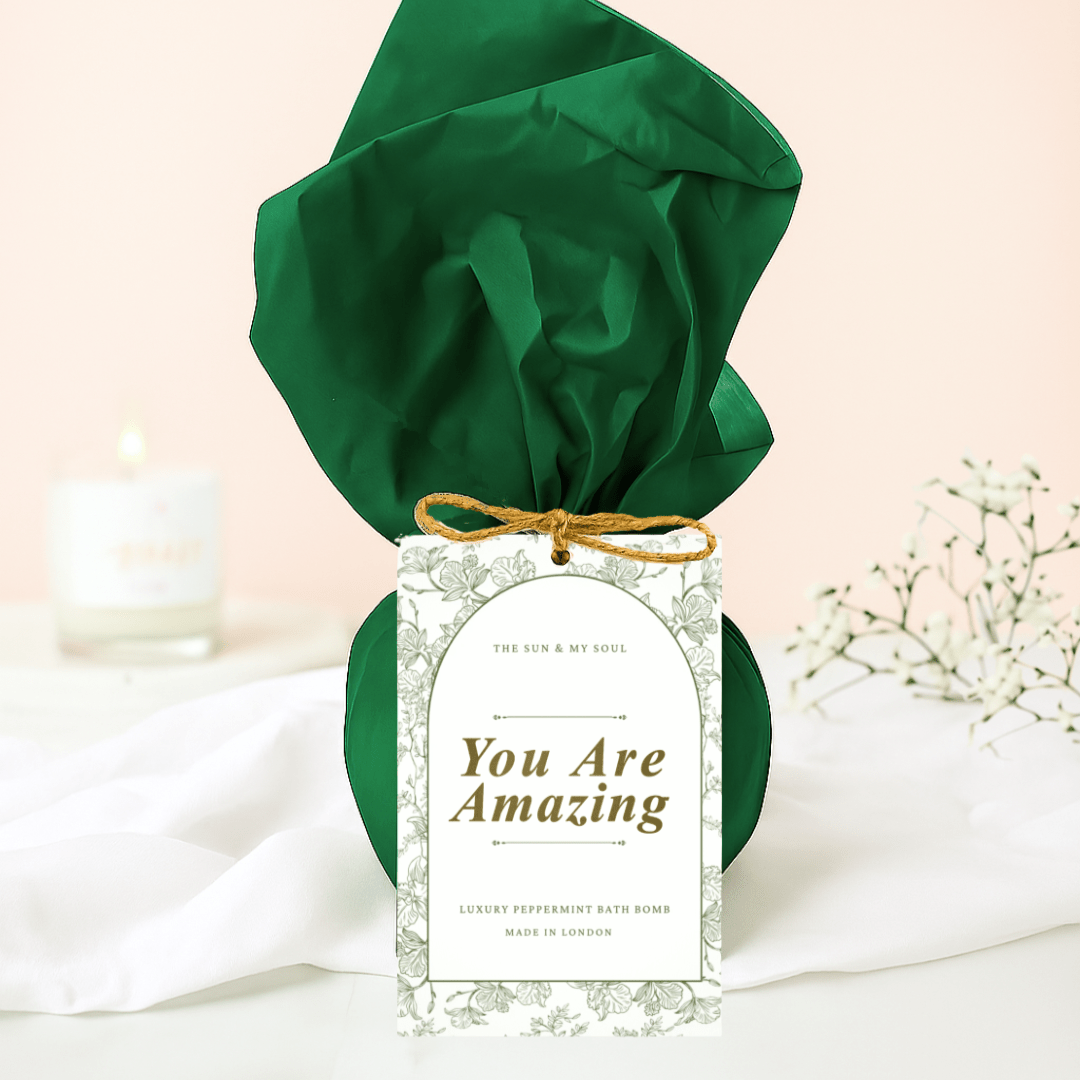 You Are Amazing - Vintage Floral Peppermint, Tea Tree Bath Bomb - Herbalshire Handmade Herbal Products