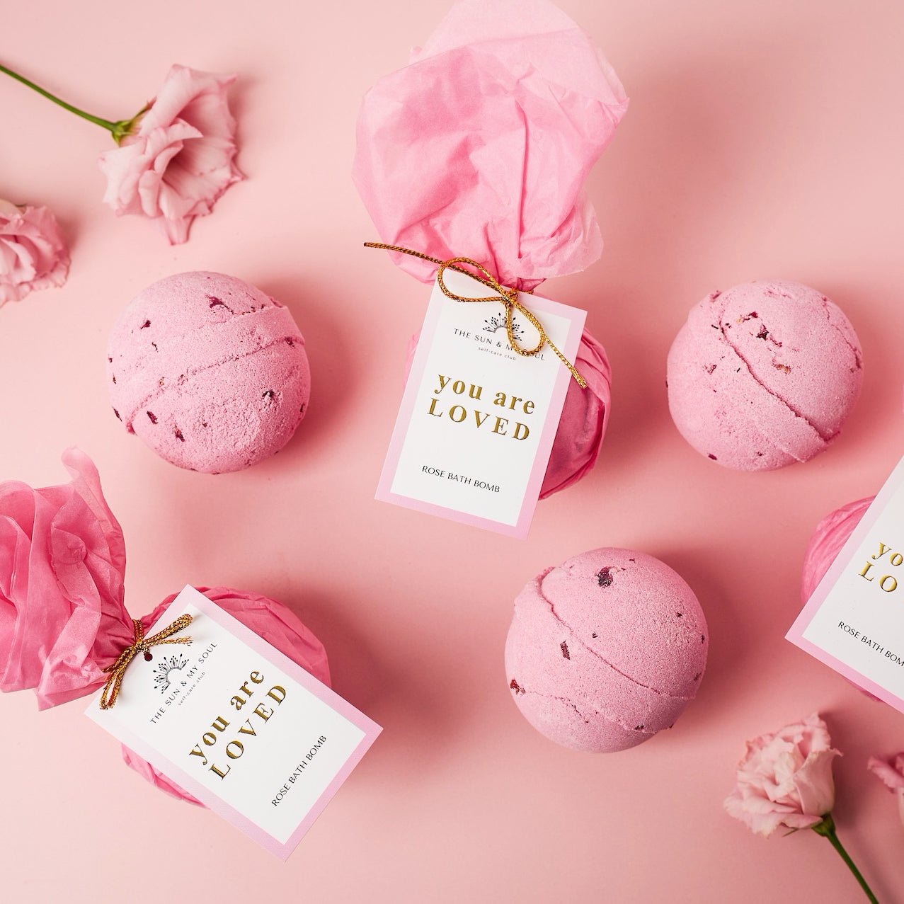 You Are Loved - Rose Bath Bomb Self - Love Soak - Herbalshire Handmade Herbal Products