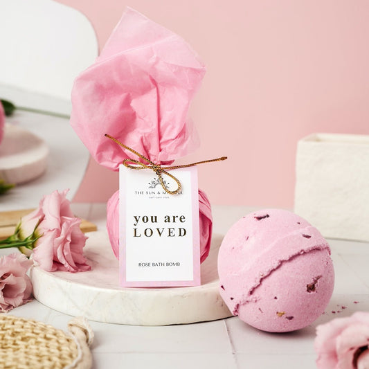 You Are Loved - Rose Bath Bomb Self - Love Soak - Herbalshire Handmade Herbal Products