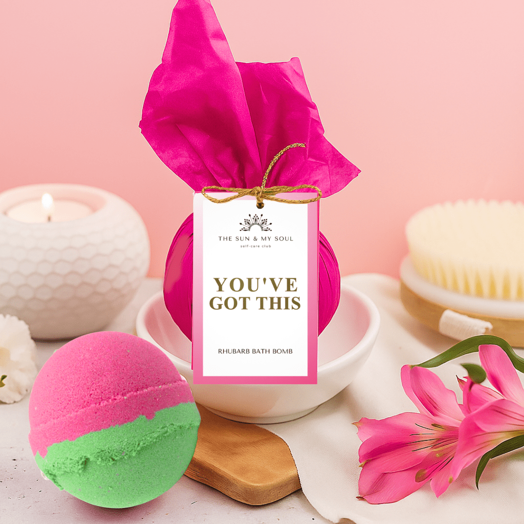 You've Got This - Rhubarb Bath Bomb Fizzer - Herbalshire Handmade Herbal Products