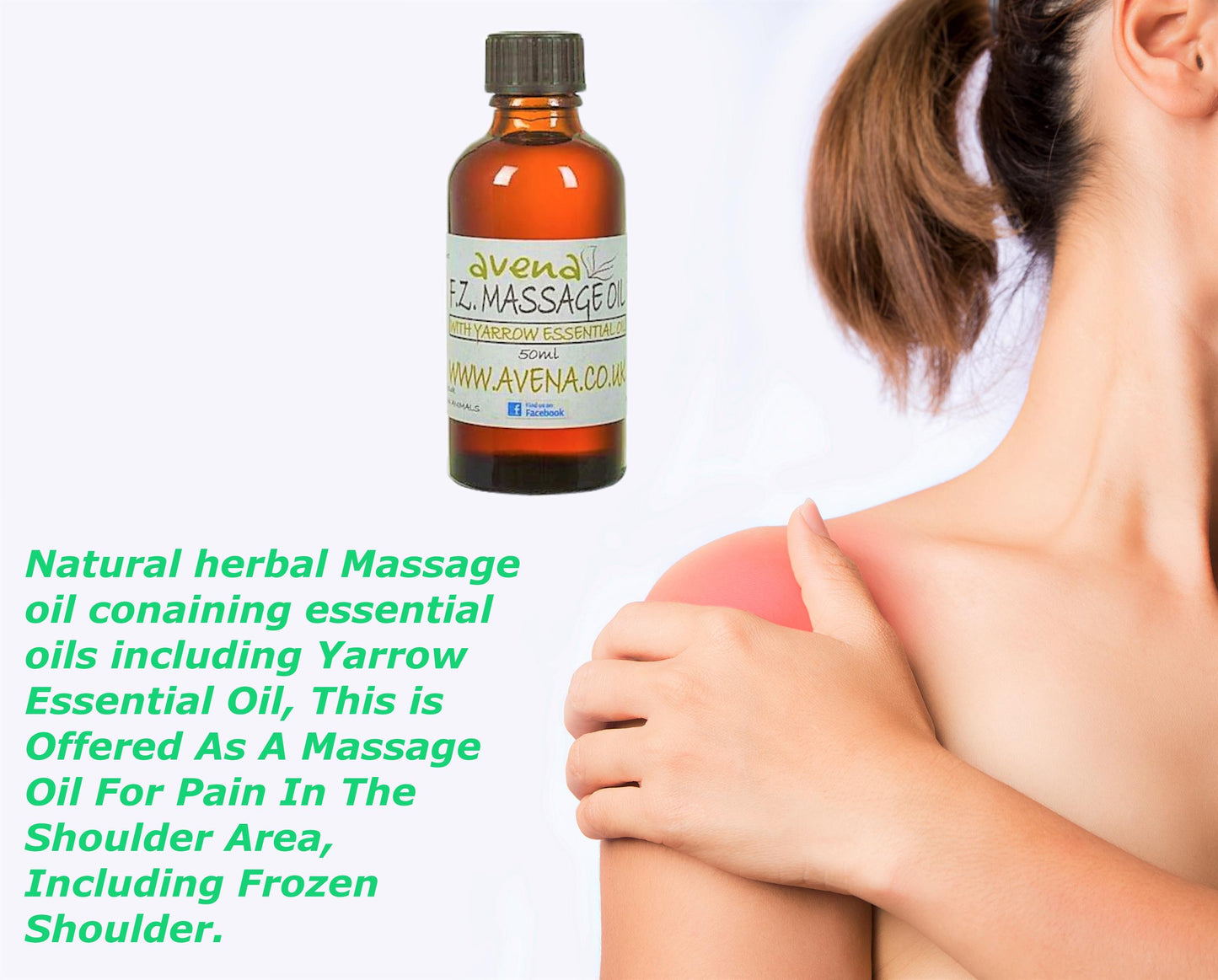 Herbalshire Frozen Shoulder Massage Oil - 50ml - Natural Relief with St. John's Wort & Lavender - Handmade in Yorkshire
